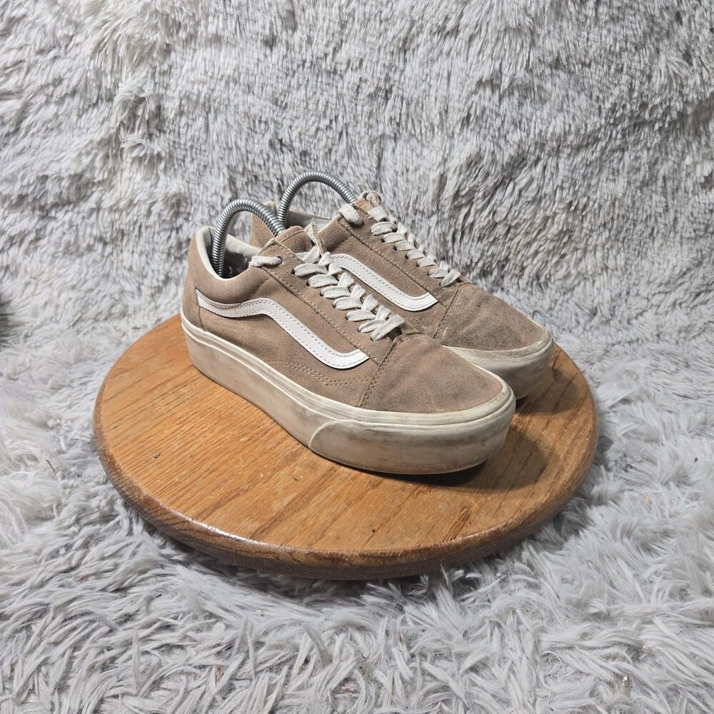 Vans Old Skool V Womens Light Brown Suede Canvas Skate Sneaker Size W8.5 Mens 7
